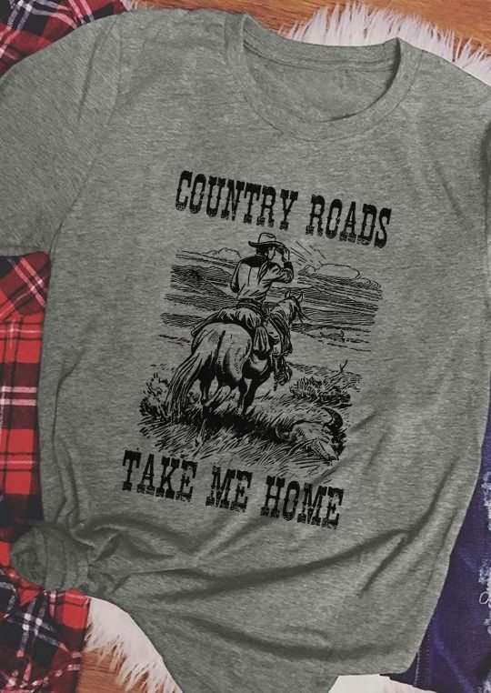 Country roads take me home - Cowboy lifestyle, cowboy riding horse