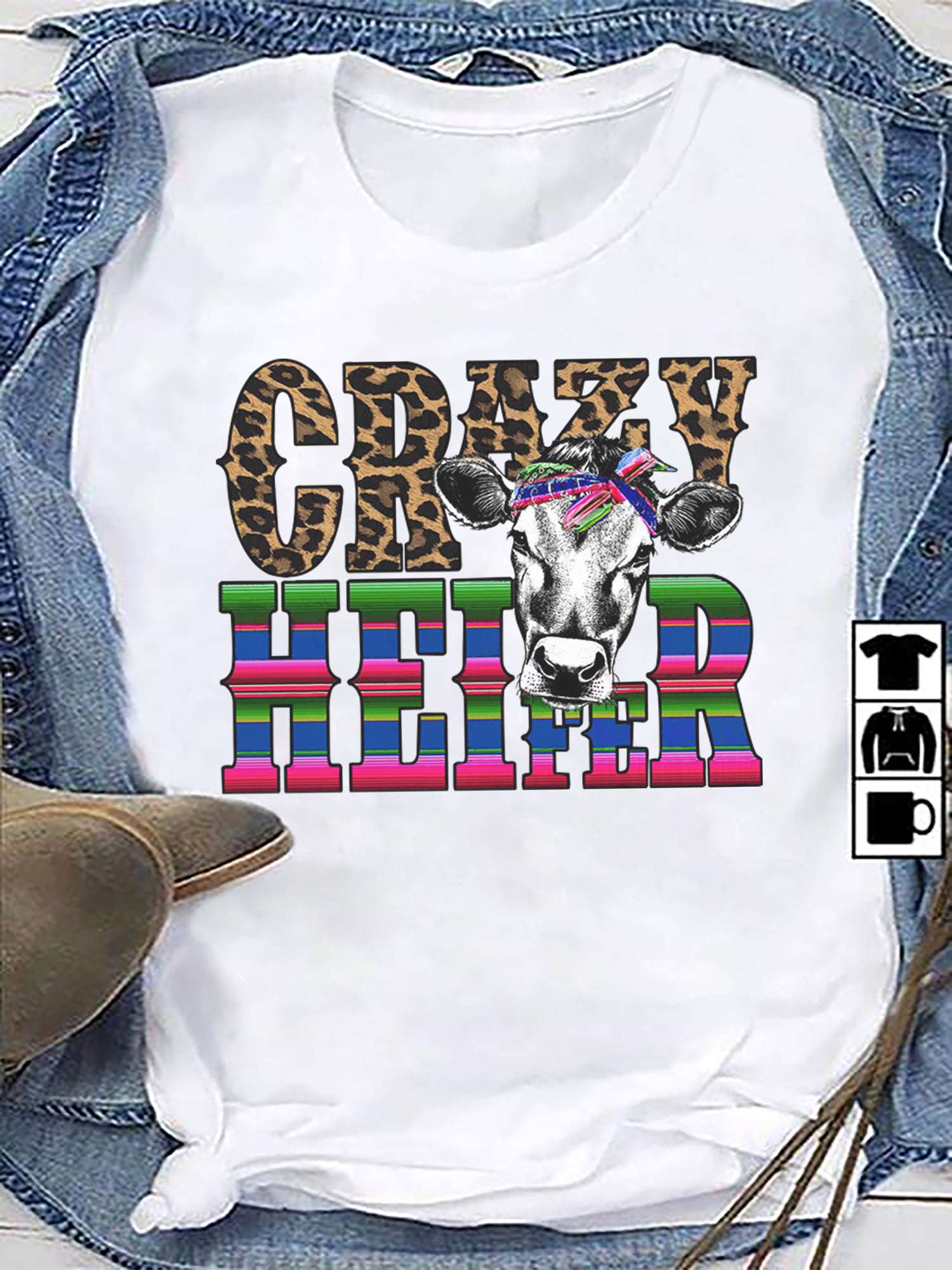 Crazy Heifer - Funny cow graphic T-shirt, gift for cow lover