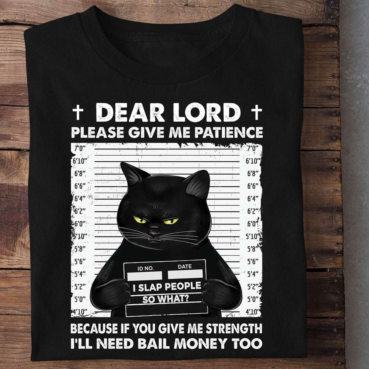 Dear lord please give me patience - Black cat in jail, gift for cat lover