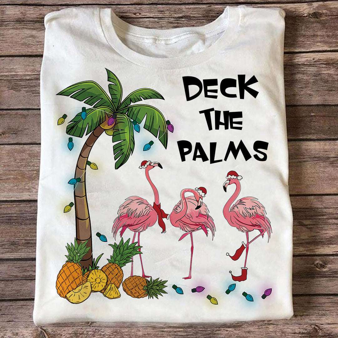 Deck the palms - Flamingo wearing Christmas hat, Christmas day gift