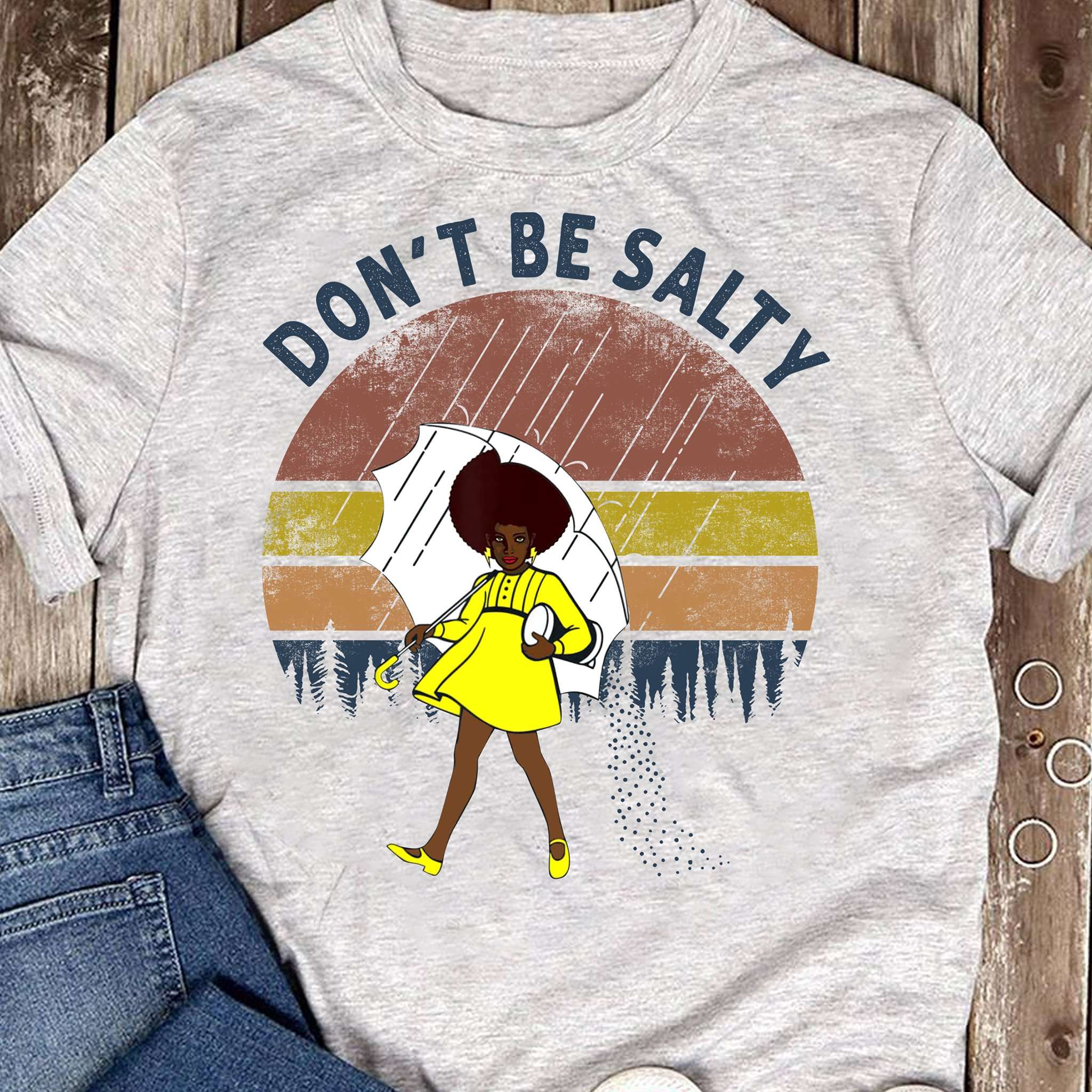 Don't be salty - Black woman with umbrella, salty black girl