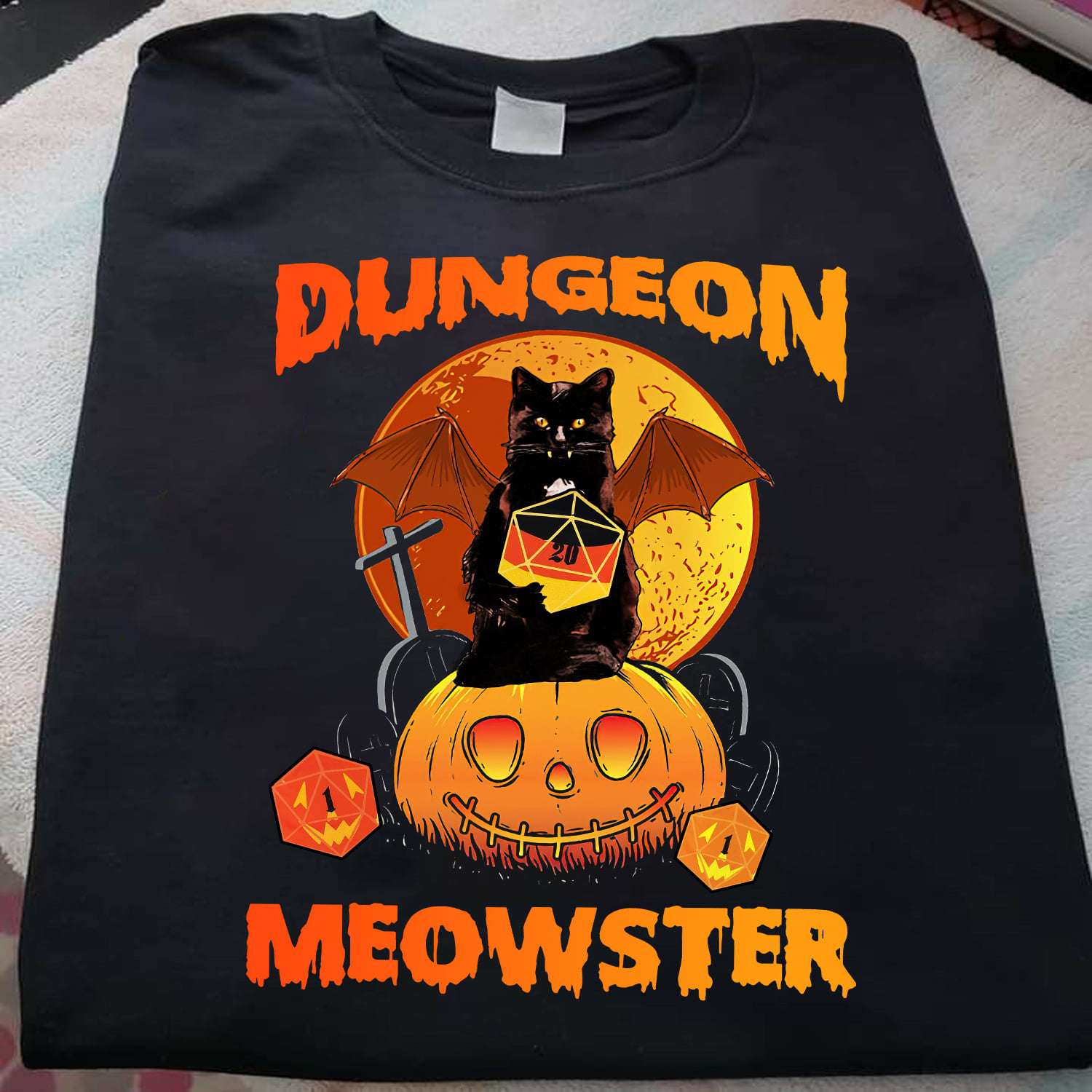 Dungeon meowster - Dungeons and Dragons, Black cat bat, Gift for Halloween