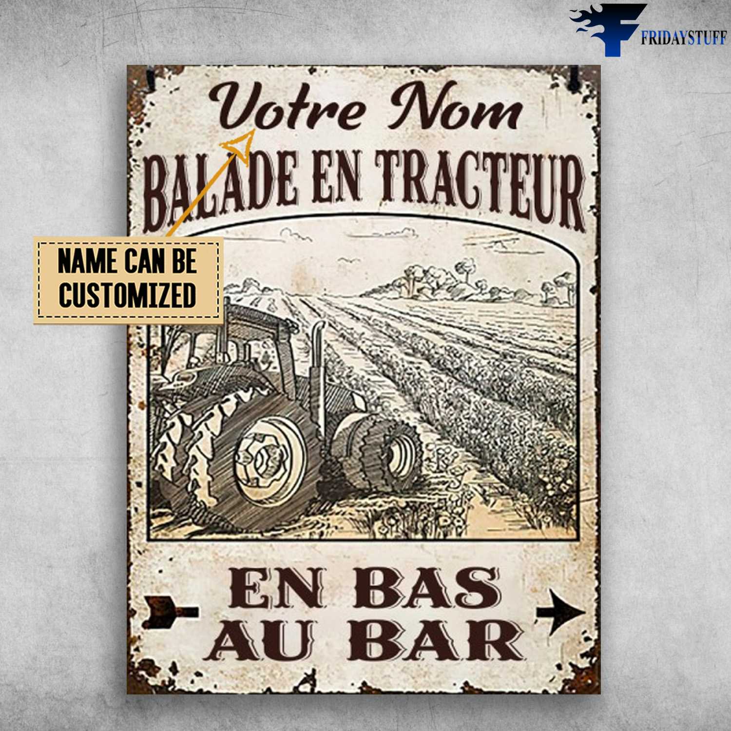 Farmer Poster, Balade En Tracteur, En Bas, Au Bar, Affiche D'agriculteur