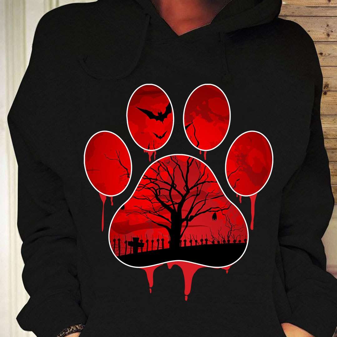Halloween dog paws - Halloween gift T-shirt, scary sematary