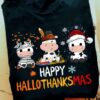 Happy HalloThanksMas - Christmas day gift, Funny cow graphic T-shirt