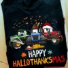 Happy HalloThanksMas - Funny tractor graphic T-shirt, Halloween tractor costume