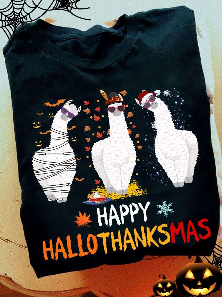 Happy HalloThanksMas - White Llama costume, Christmas day gift, Halloween Llama costume