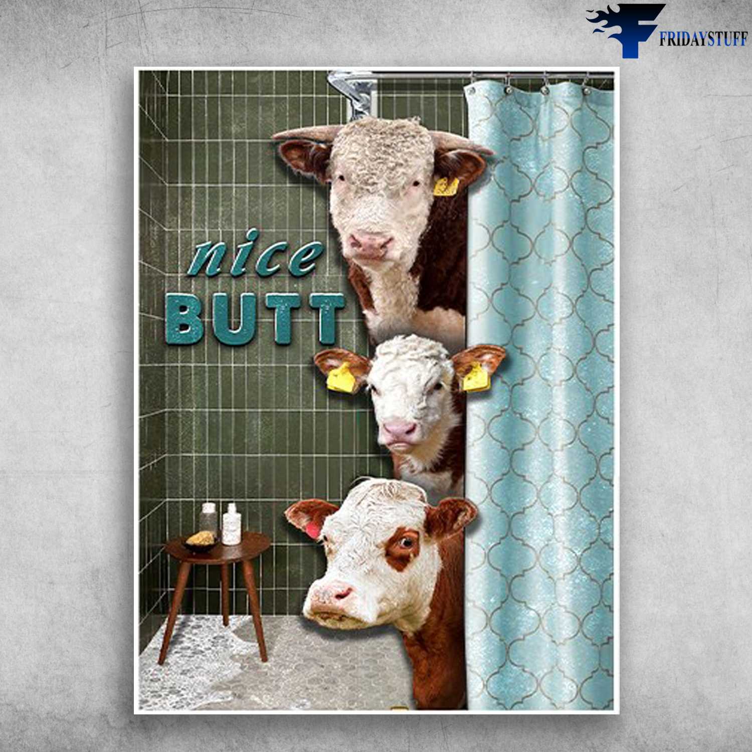 Hereford Cattle, Bathroom Poster, Nice Butt