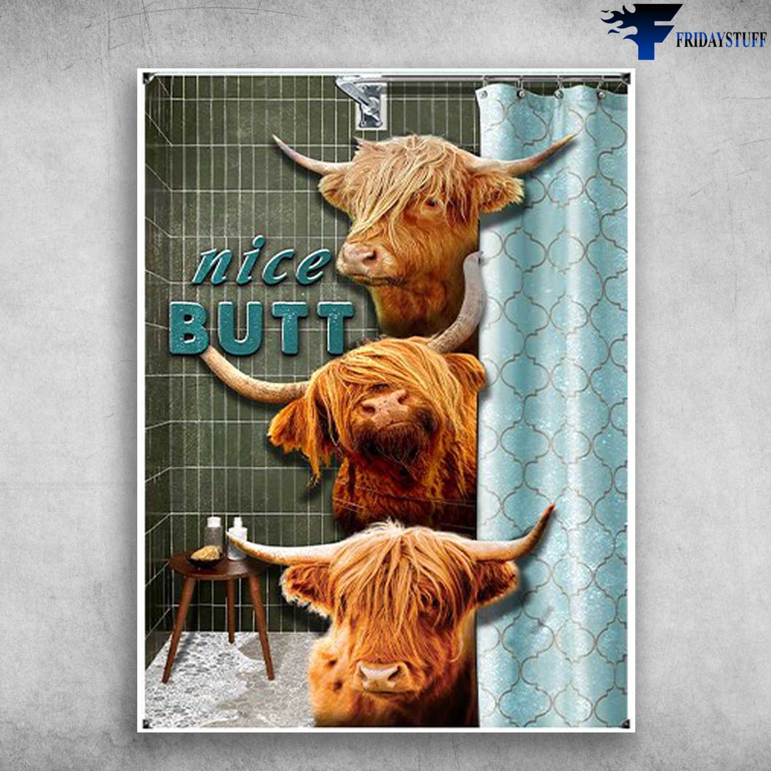 Highland Cattle, Bathroom Poster, Nice Butt