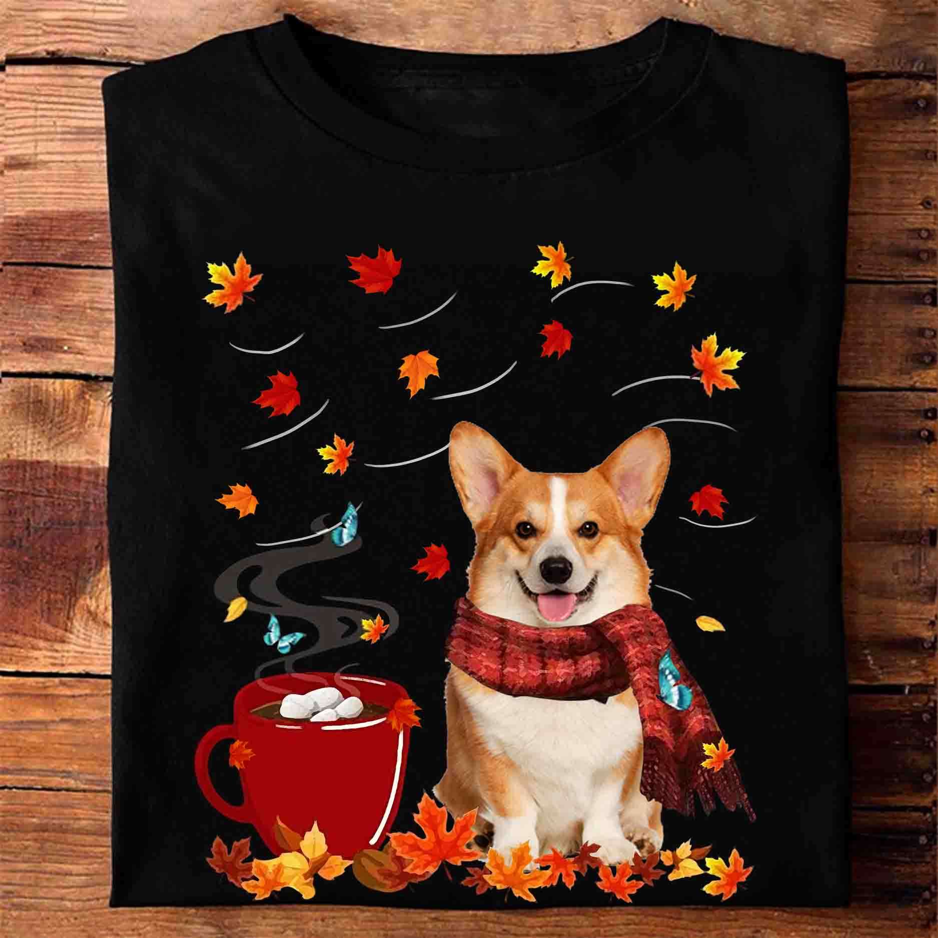 Hot chocolate and Corgi - Autumn the wonderful season, Corgi dog lover