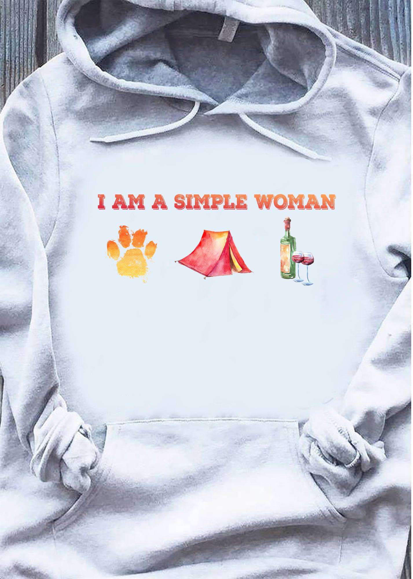 I am a simple woman - Gift for woman camper, dog and wine
