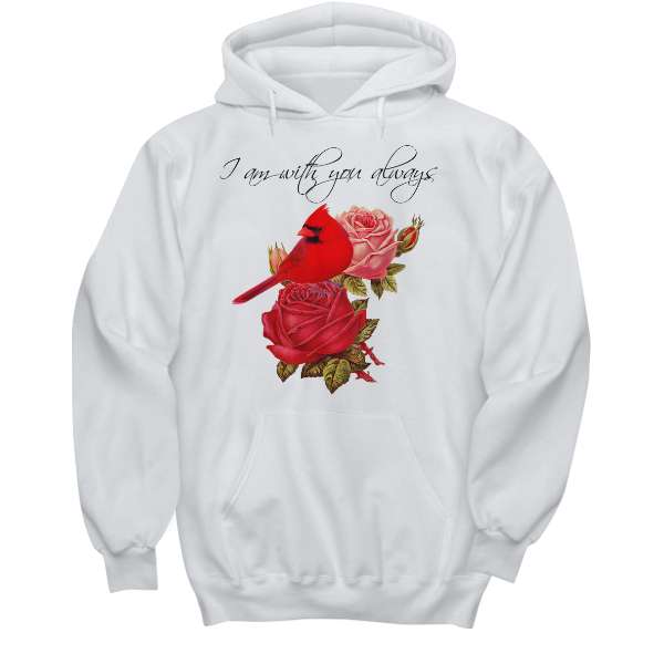 I am with you always - Cardinal bird and rose, cardinals bird of devotion