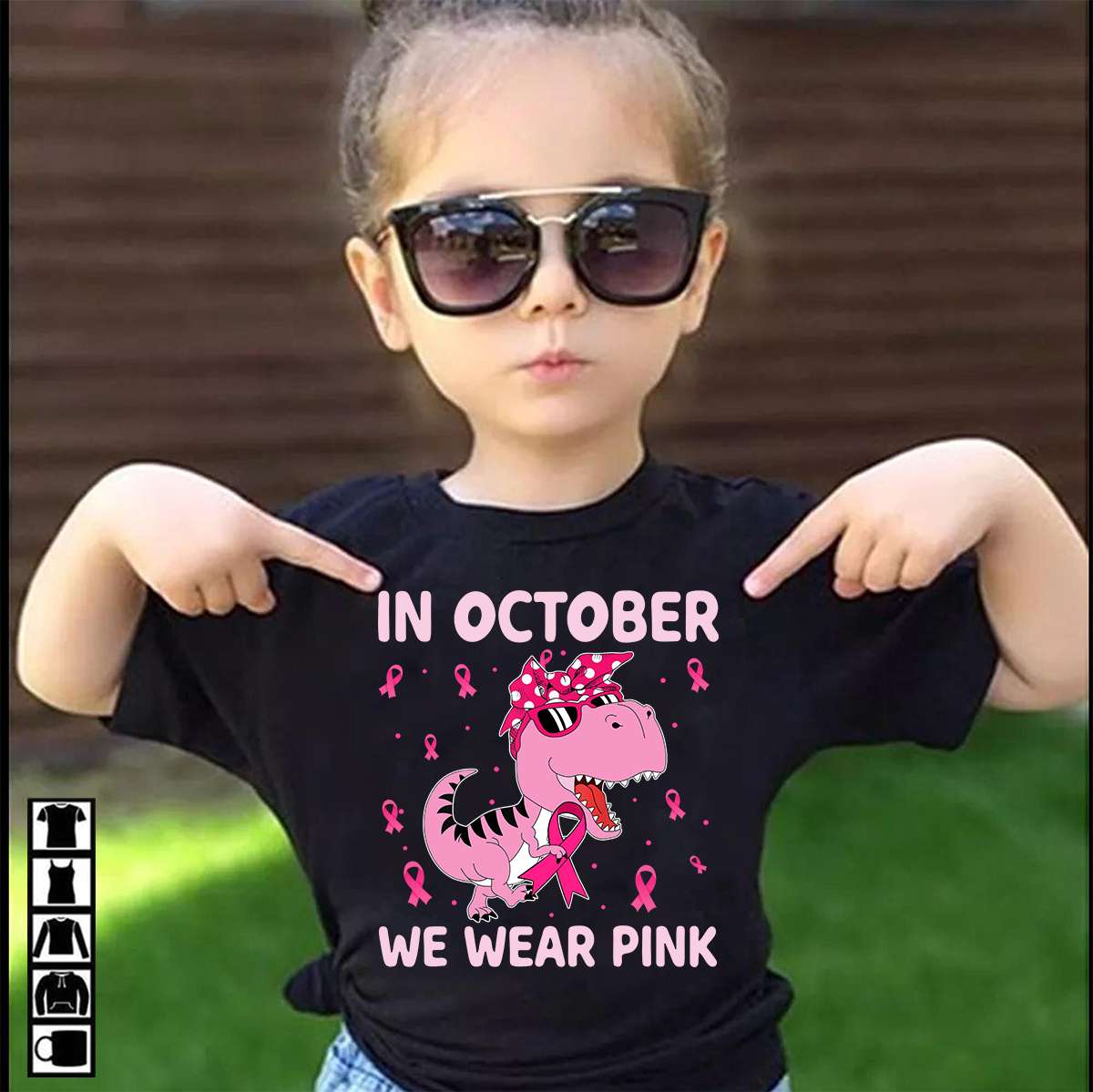 In October we wear pink - Breast cancer awareness, dinosaur cancer ribbon