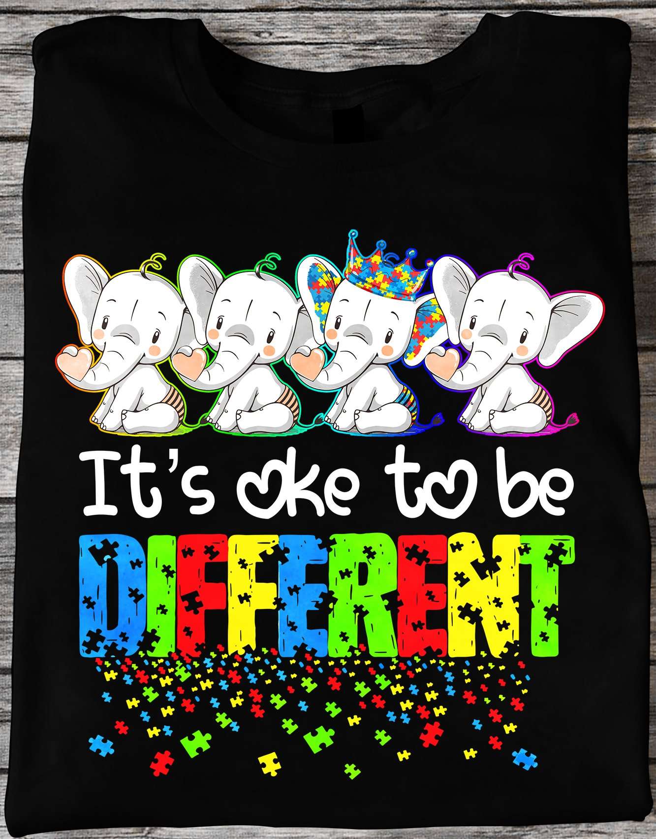 It's oke to be different - Elephant autism, autism awareness T-shirt