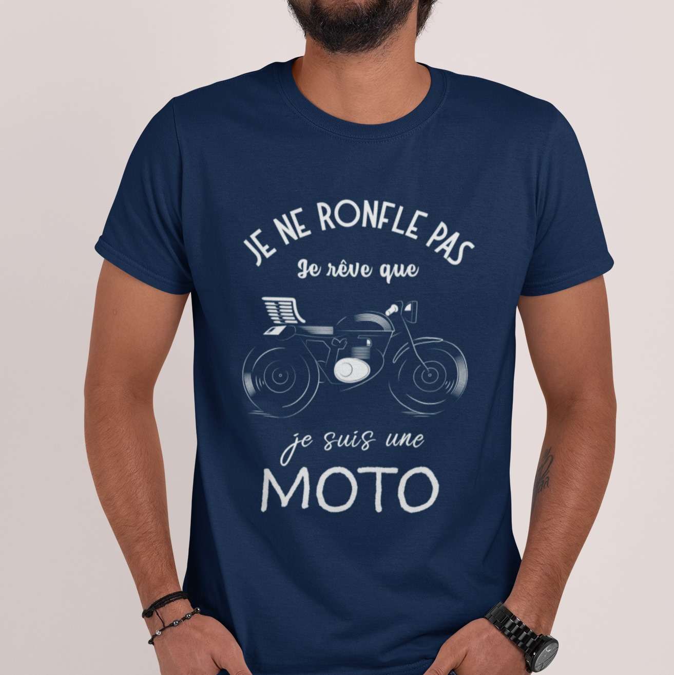 Je ne ronfle pas je reve que je suis une Moto - Motorbike graphic T-shirt, gift for motorcycle rider