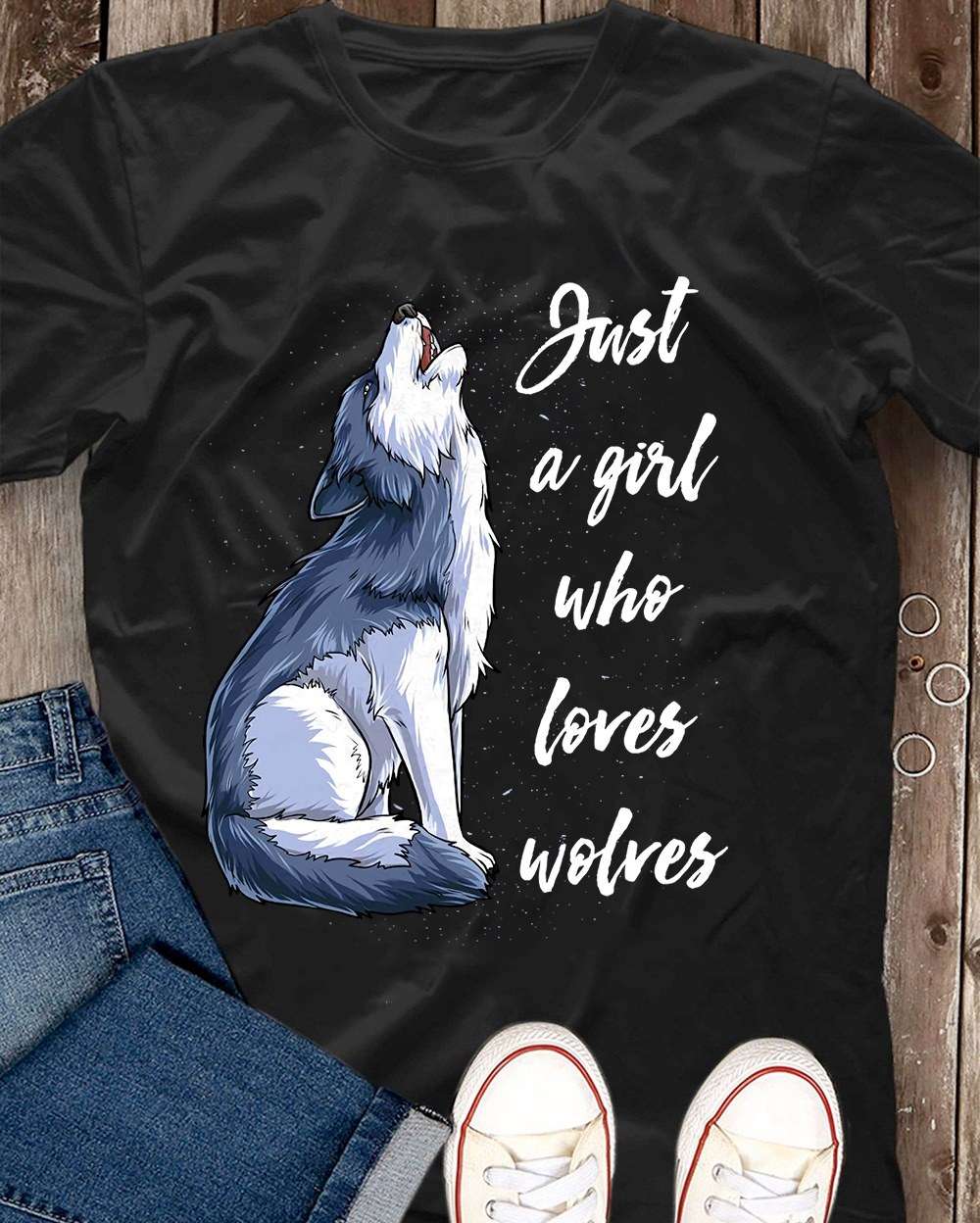 Just a girl who loves wolves - Agroo wolf, Wolf graphic T-shirt