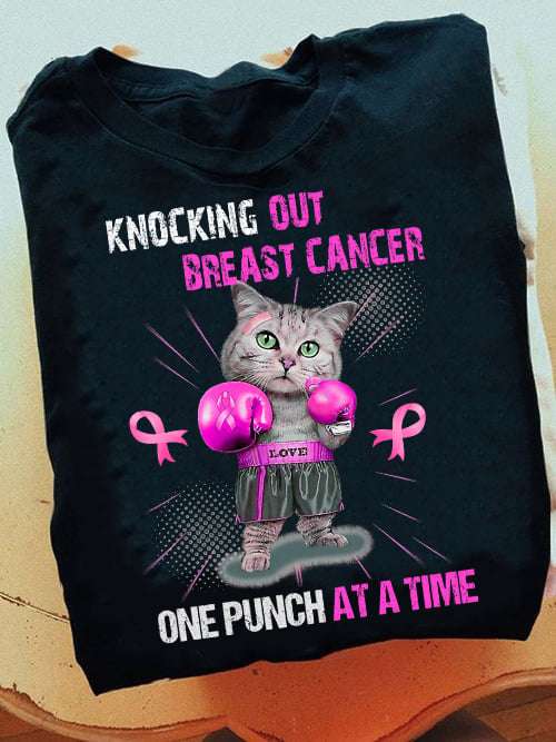 Knocking out breast cancer, one punch at a time - Breast cancer awareness, boxing kitty cat