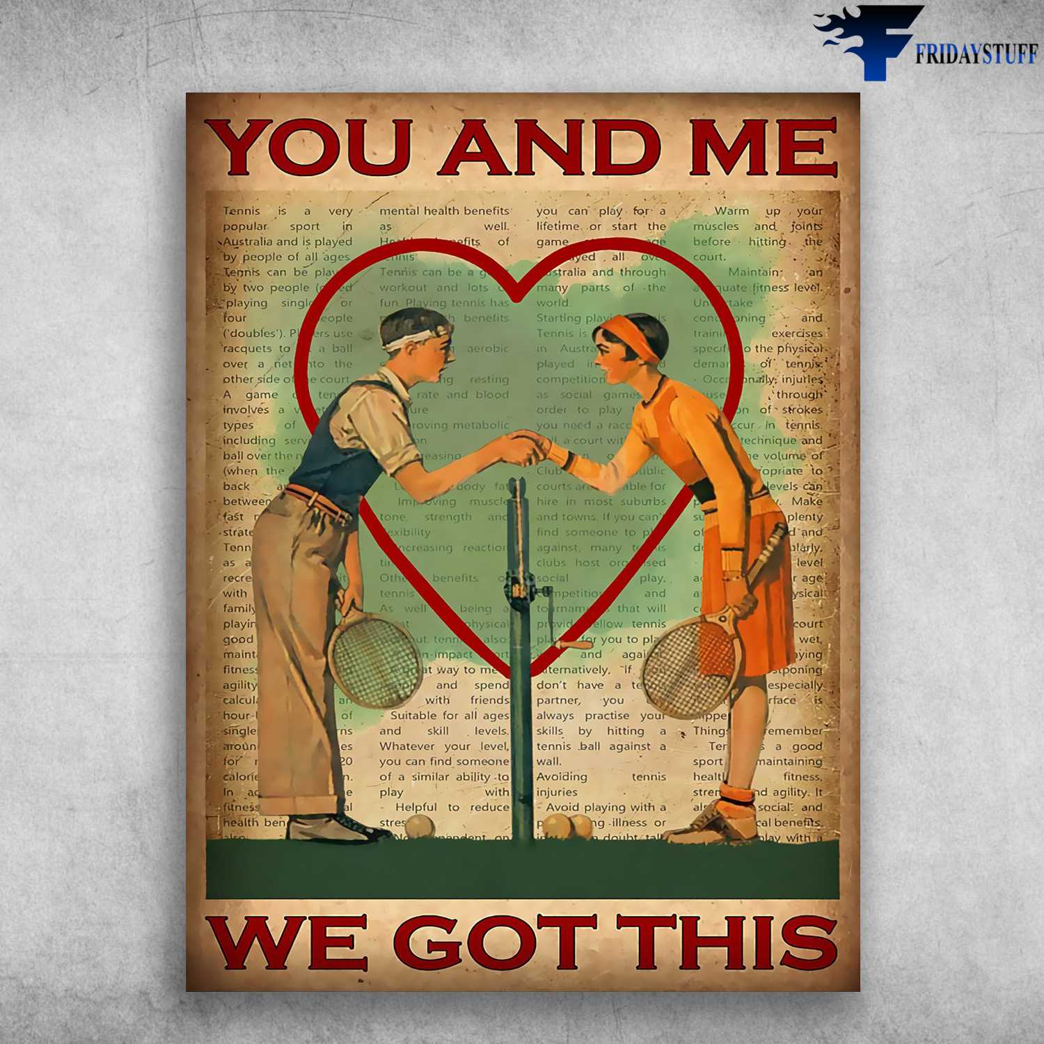 Love Couple, Tennis Couple - You And Me, We Got This, Tennis Poster