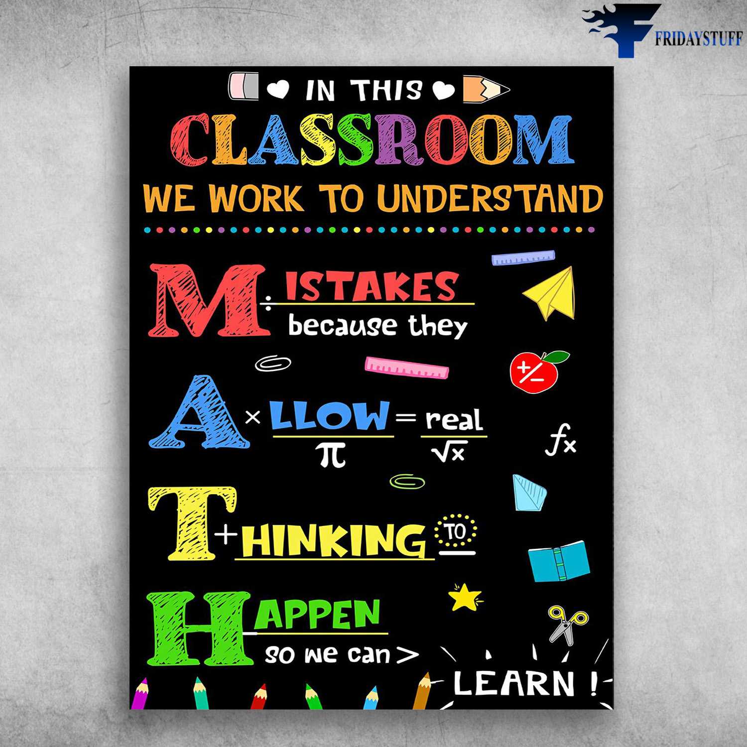 Math Class, Classroom Poster - In This Classroom, We Work To Understand, Mistakes Because They Allow Real, Thinking To Happen So We Can Learn
