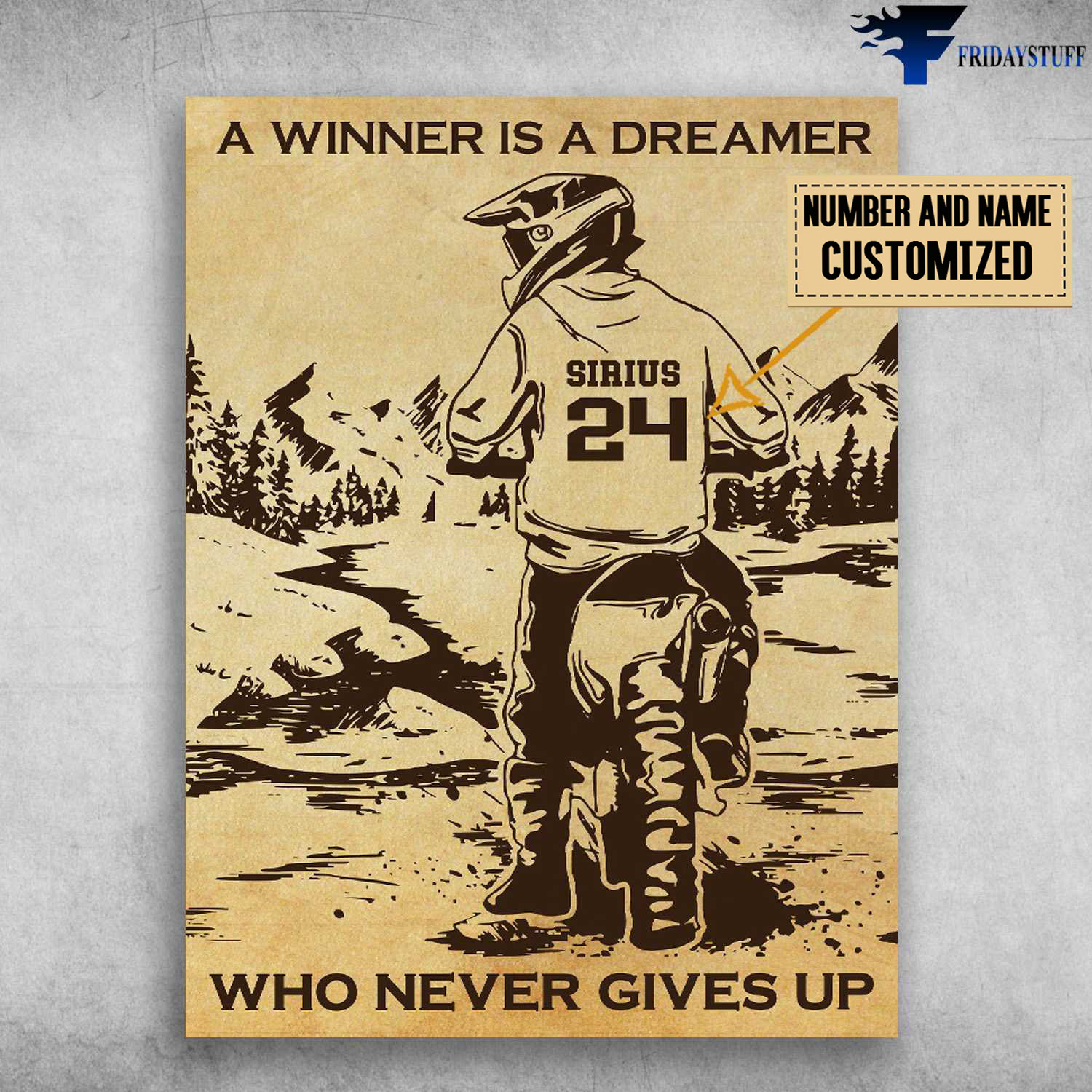 Motocross Man, Dirtbike Poster, A Winner Is A Dreamer, Who Never Gives Up