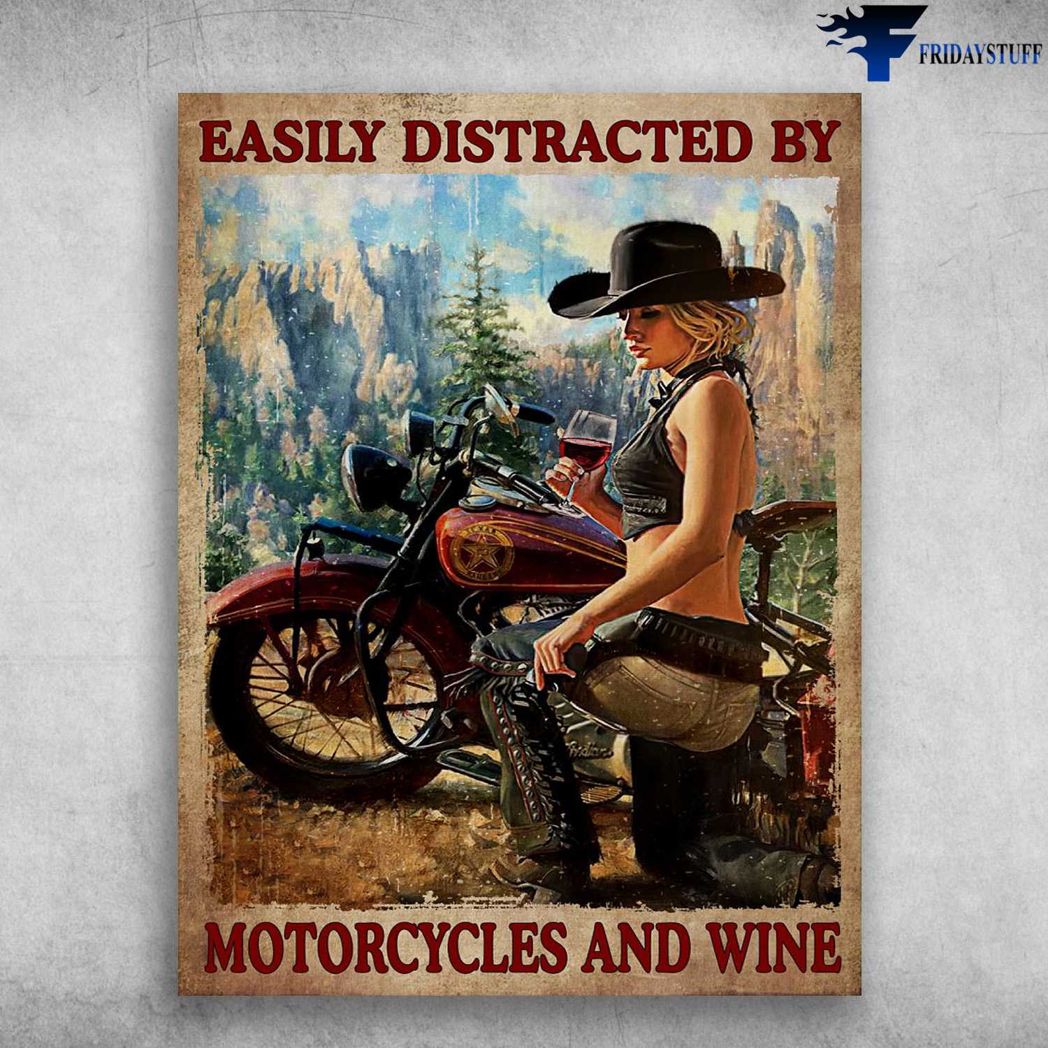 Motorcycles And Drink, Motorcycle Lover - Easily Distracted By Motorcycles And Wine, Wine Lover