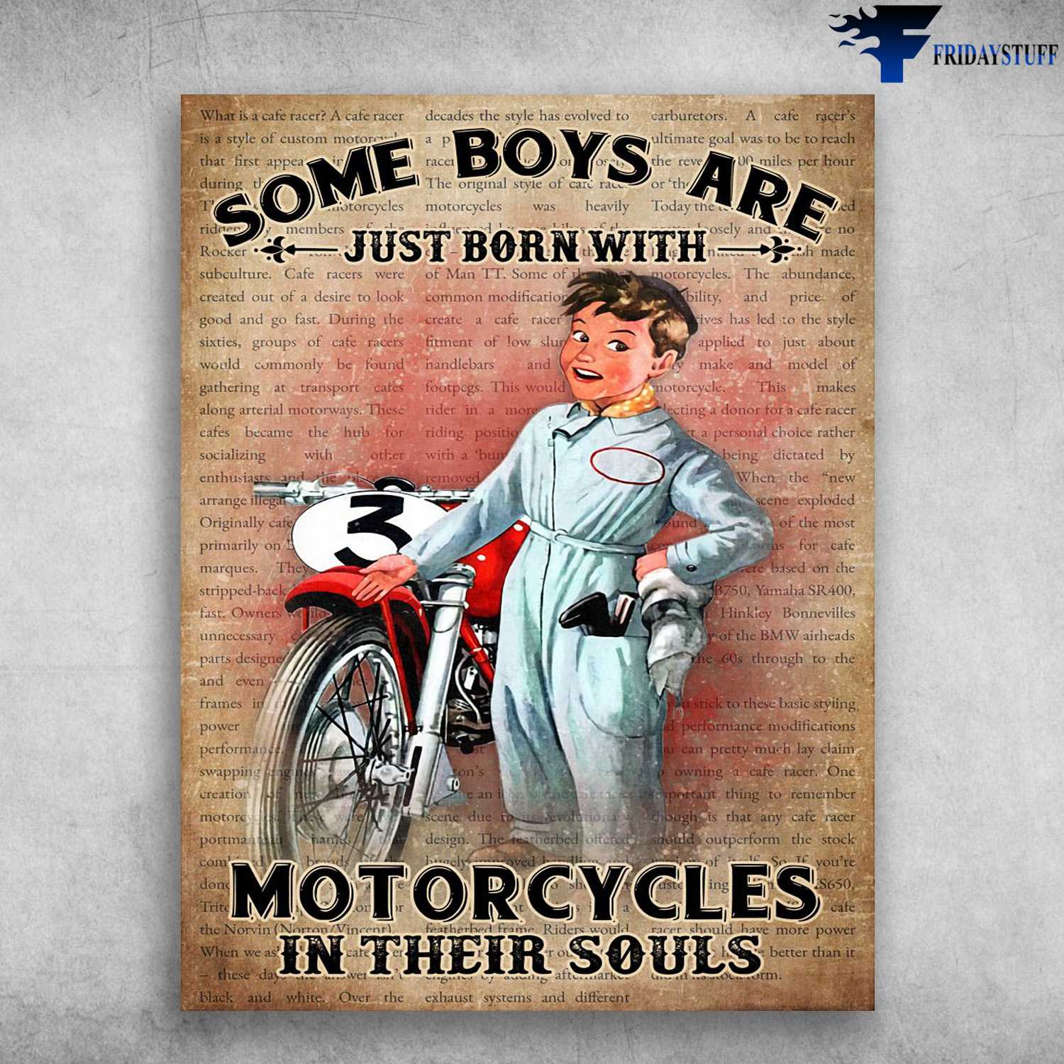 Motorcycles Boy, Biker Poster - Some Boys Are Just Born With, Motorcycles In Their Souls