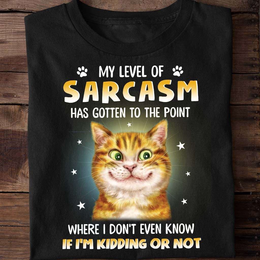 My level of sarcasm has gotten to the point where I don't even know if I'm kidding or not - Crazy cat, funny cat graphic T-shirt