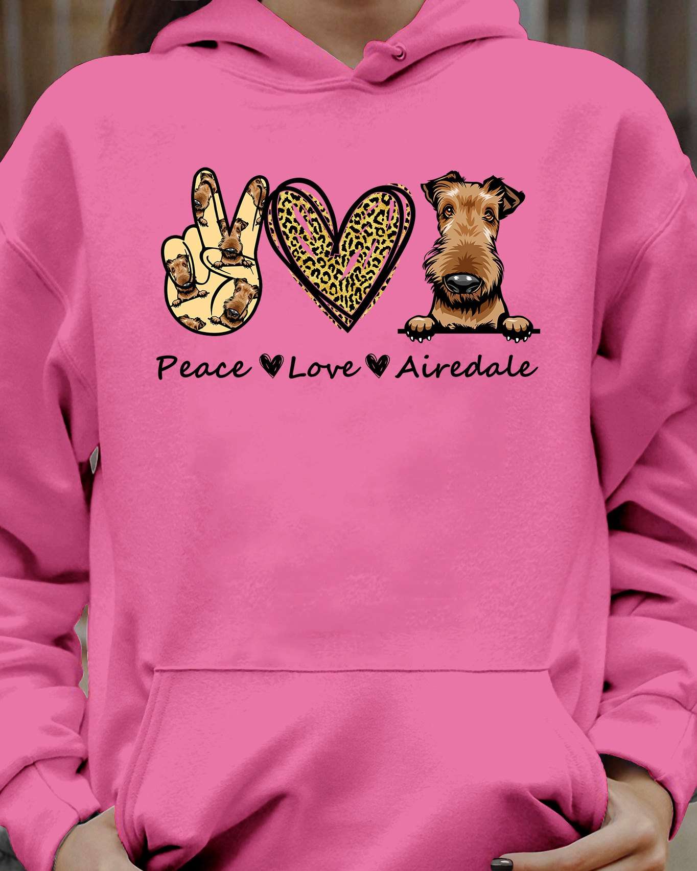 Peace love Airedale - Love Airedale dog, gift for dog lover