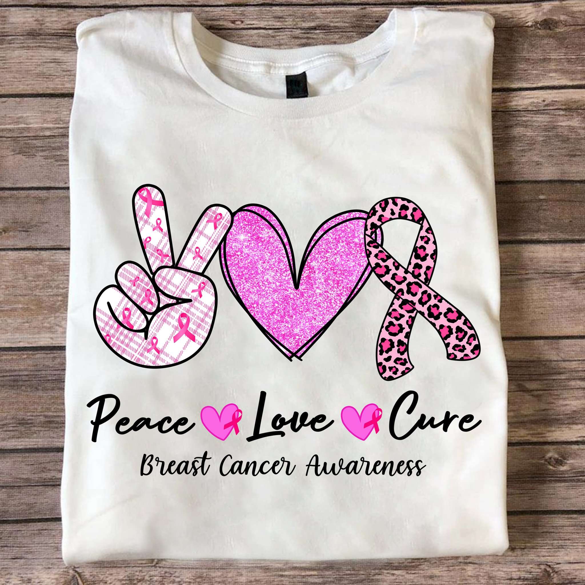 Peace love cure - Hope for a cure, breast cancer awareness