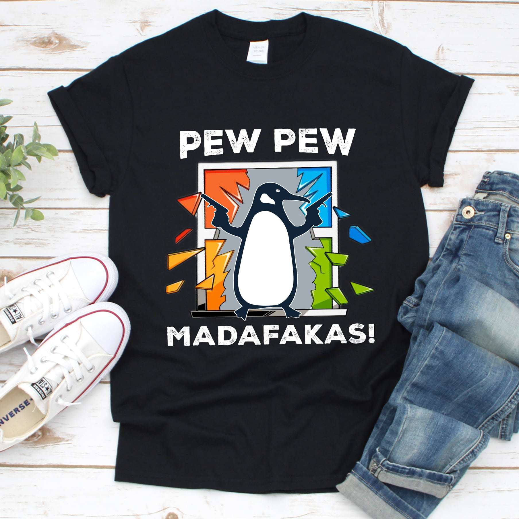 Pew pew madafakas - Penguin with guns, penguin the animal
