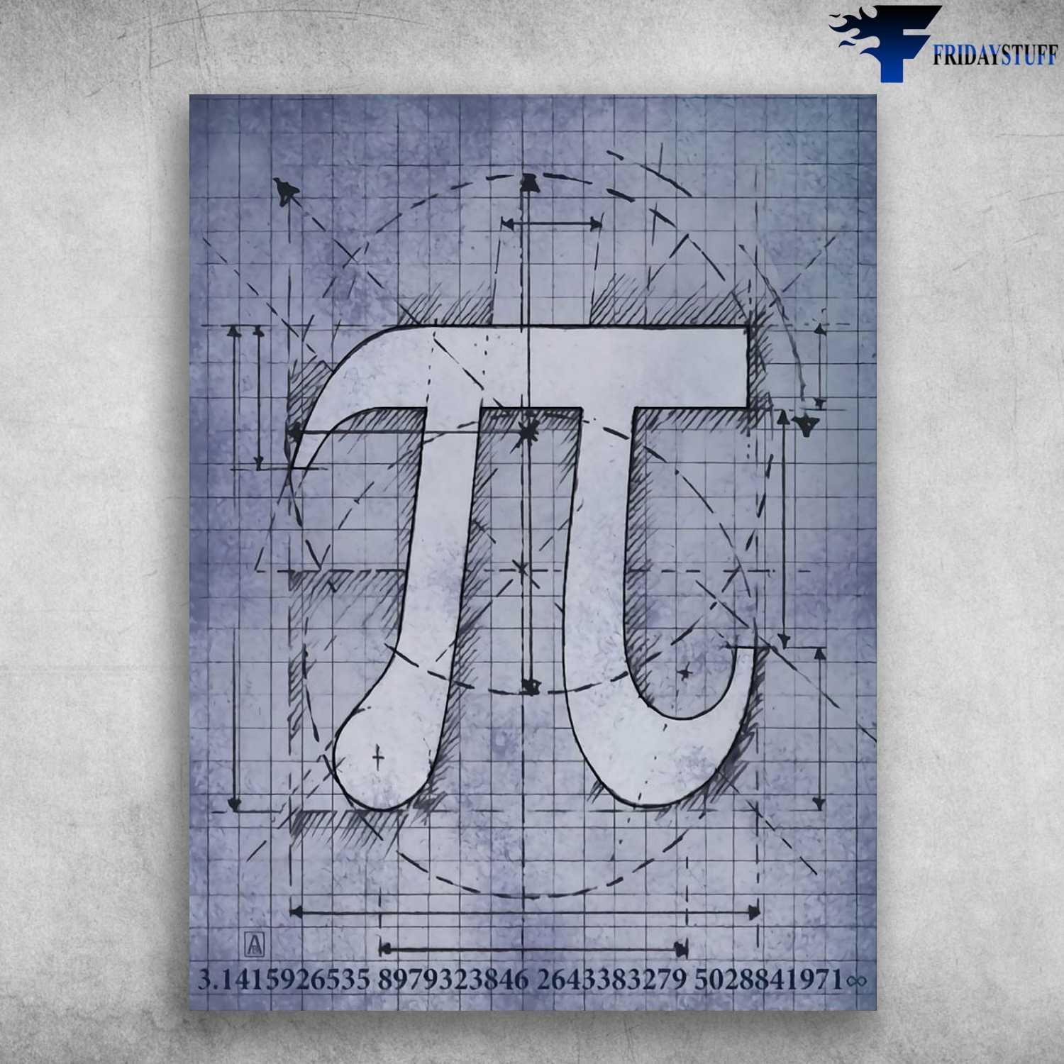 Pi Poster, Math Lover, Wall Poster, 3.14149