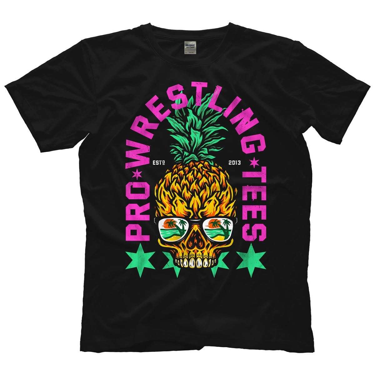 Pro wrestling tees - Pineapple skull, professional wrestler