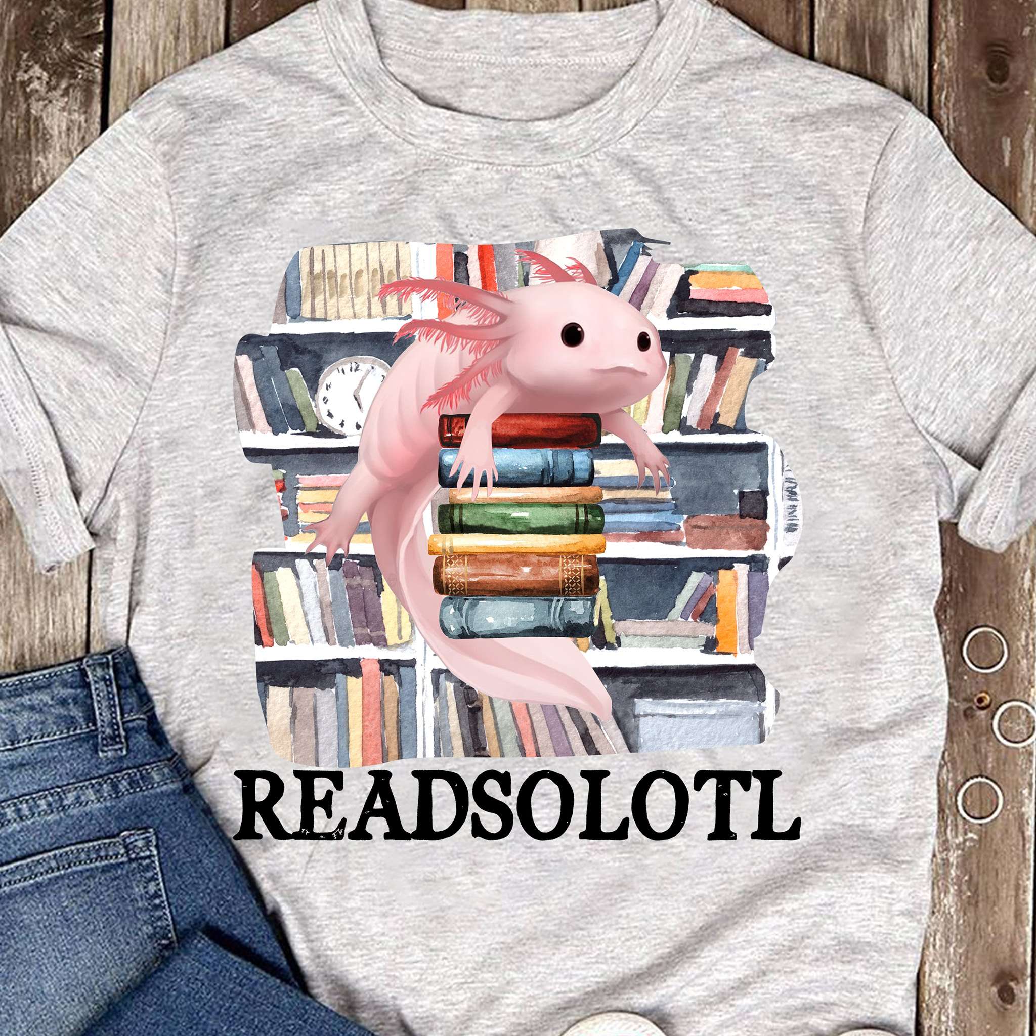 Readsolotl animal - Axolotl and book, gift for bookaholic
