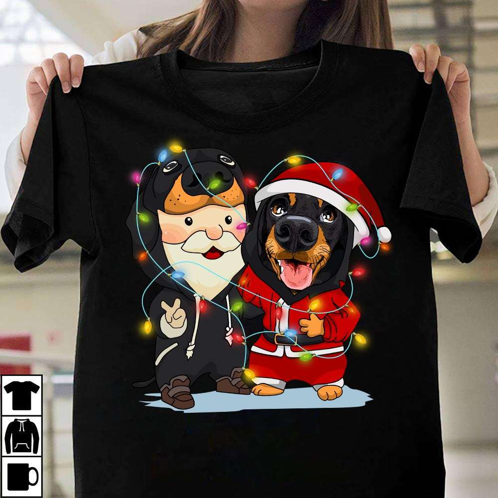 Santa Claus and Dachshund - Dachshund dog lover, Christmas day gift