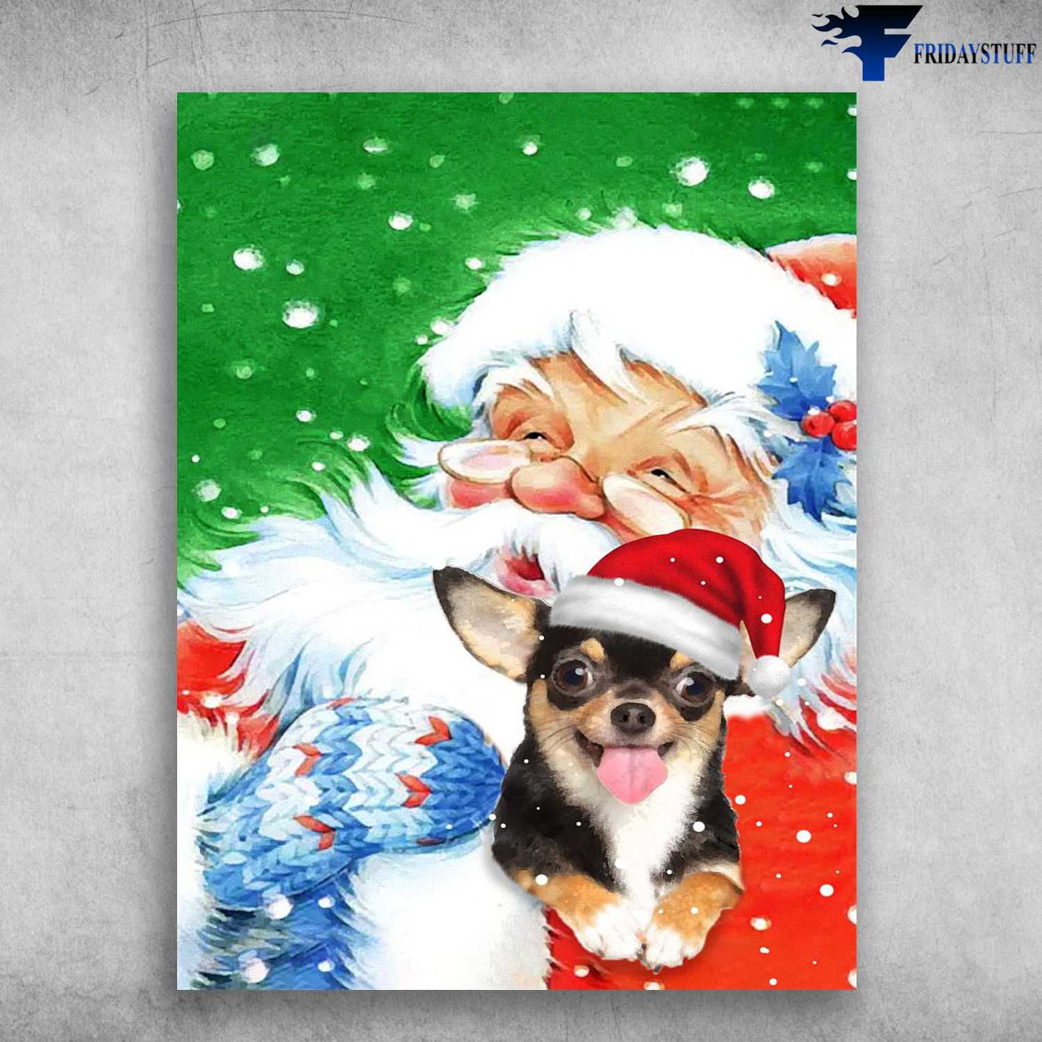 Santa Clause, Chihuahua Dog, Christmas Poster