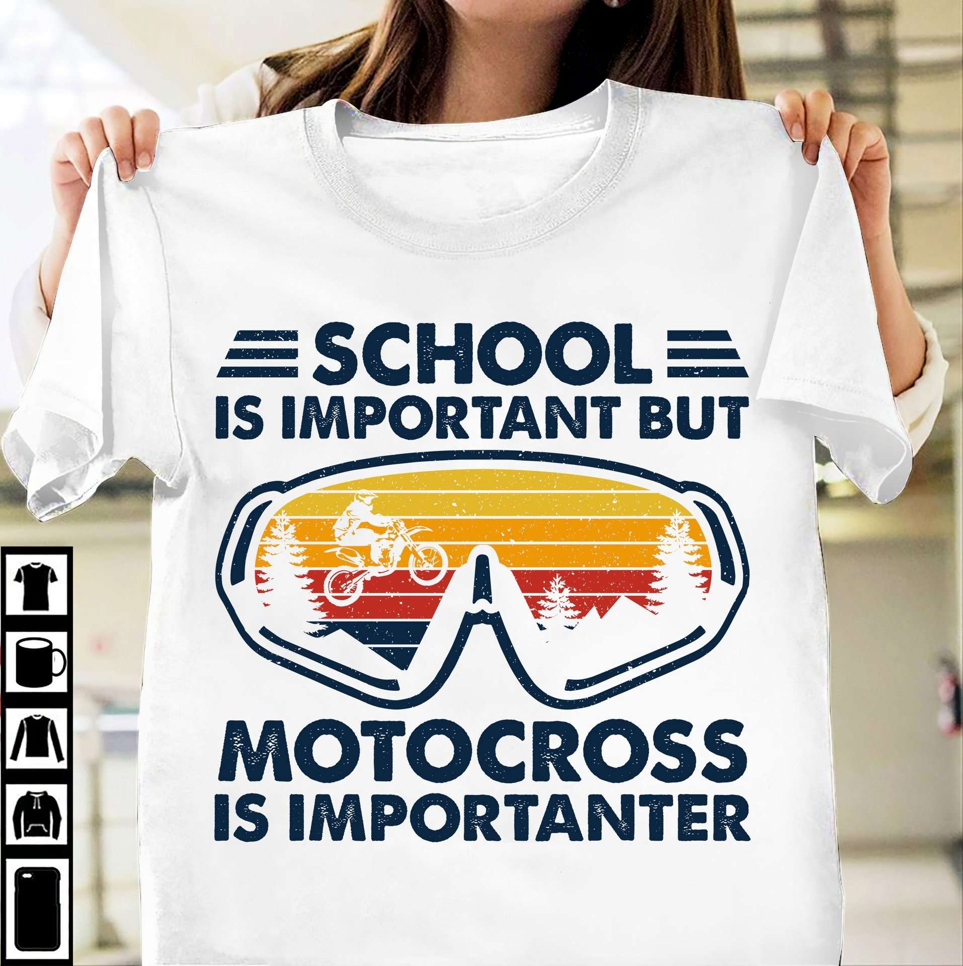 School is important but motocross is importanter - Motorcross the sport, gift for motor rider