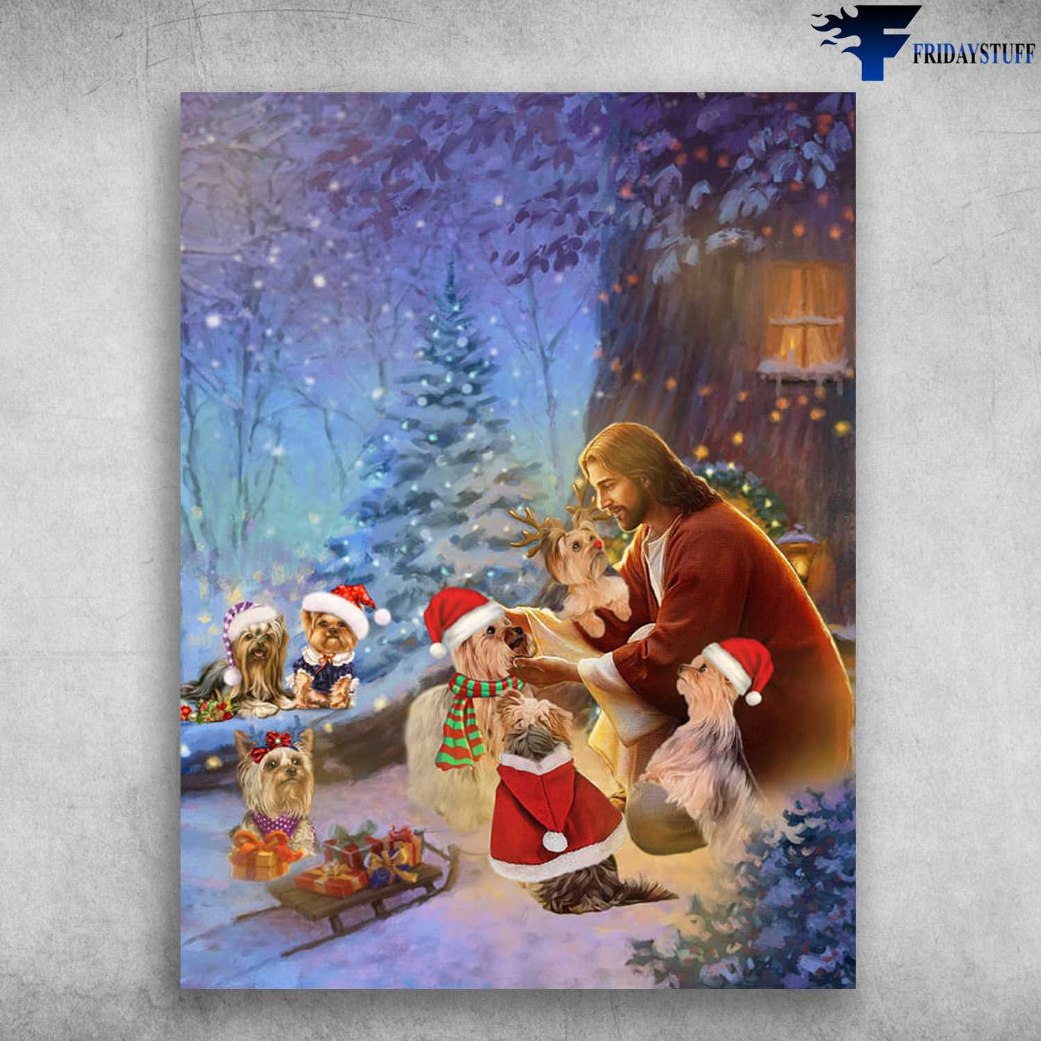 Shih Tzu Lover, Gift From God, Christmas Poster, Jesus Dog Lover