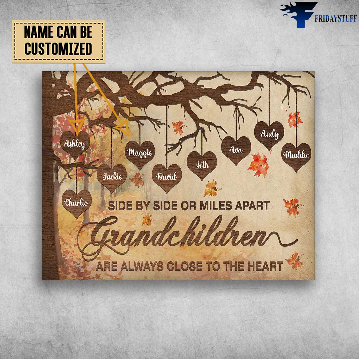 Side By Side Or Miles Apart, Grandchildren Are Always Close To The Heart, Gift For Grandparent