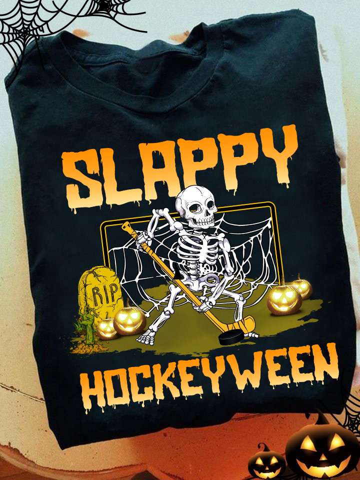Slappy Hockeyween - Skull playing hockey, gift for Halloween