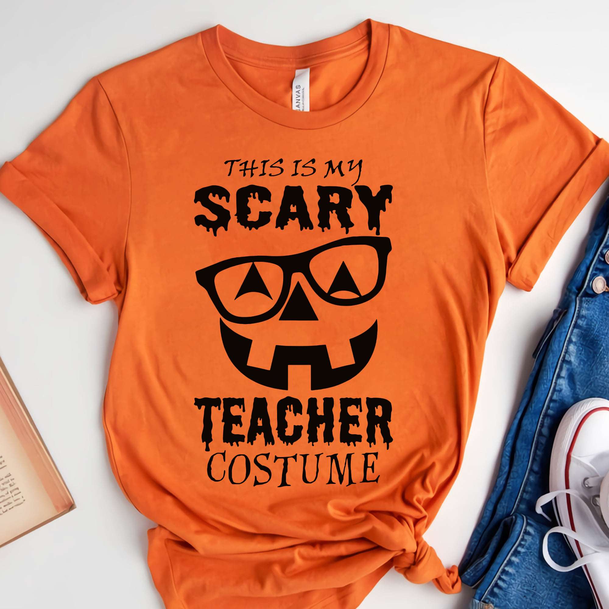 This is my scary teacher costume - Teacher educational job, Devil pumpkin for Halloween