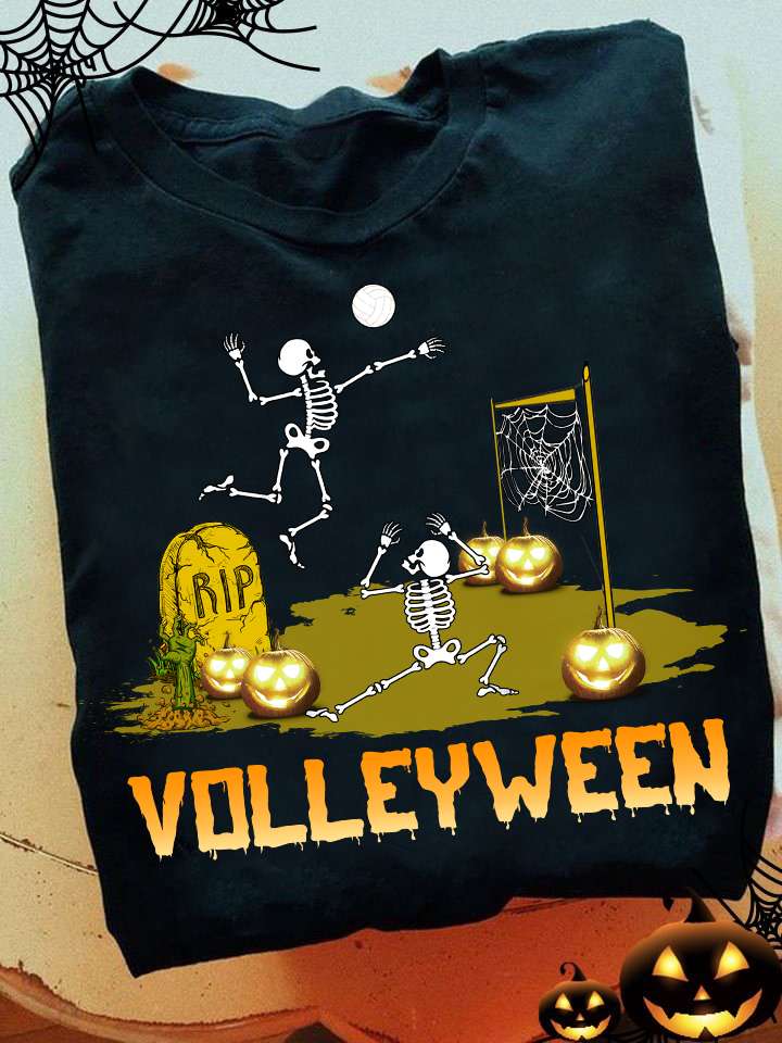 Volleyween skull volleyballer - Skull playing volleyball, gift for Halloween