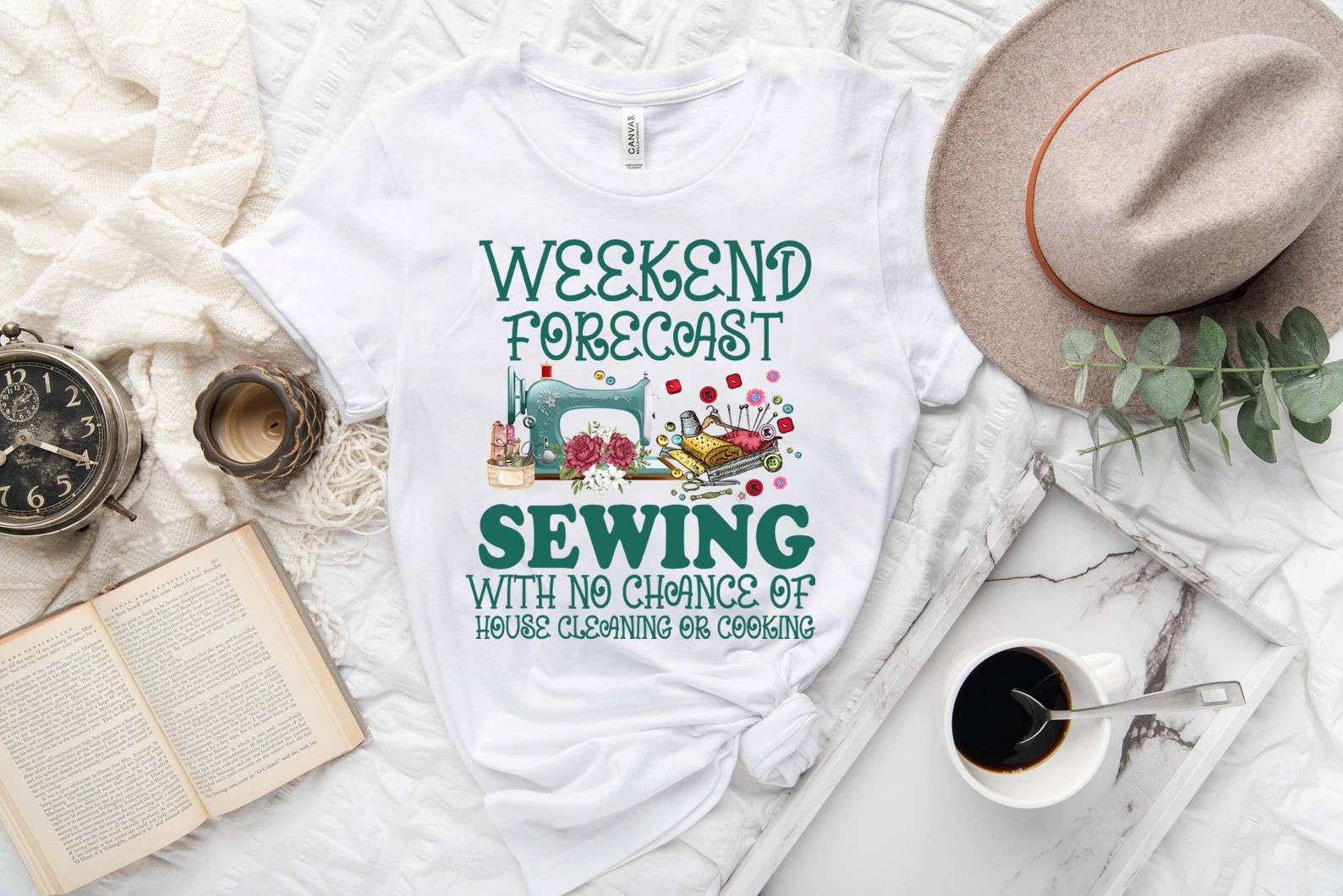 Weekend forecast, sewing with no chance of house cleaning or cooking - Sewing machine, gift for sewing people