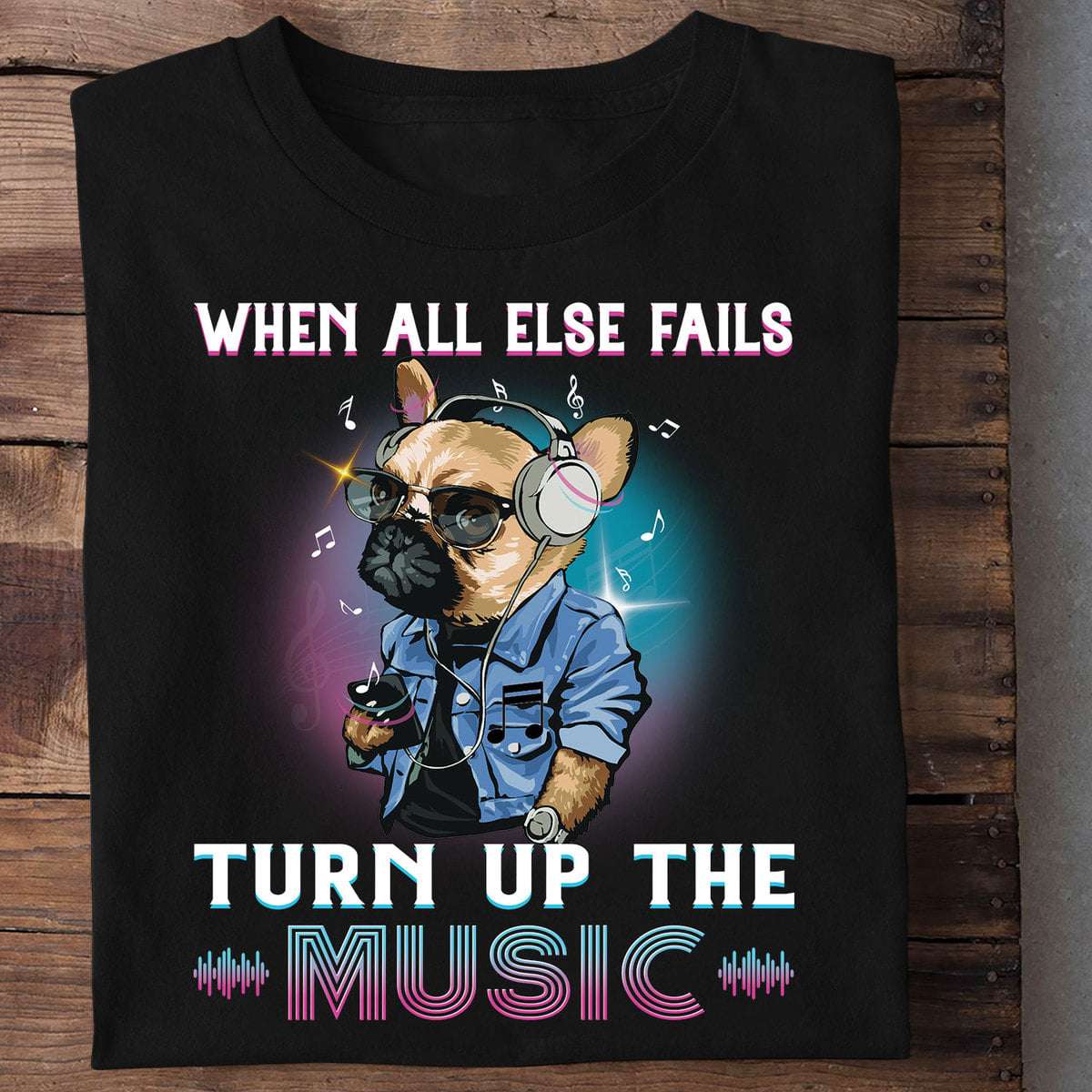 When all else fails turn up the music, Dope pug dog, Pug dog listen to music
