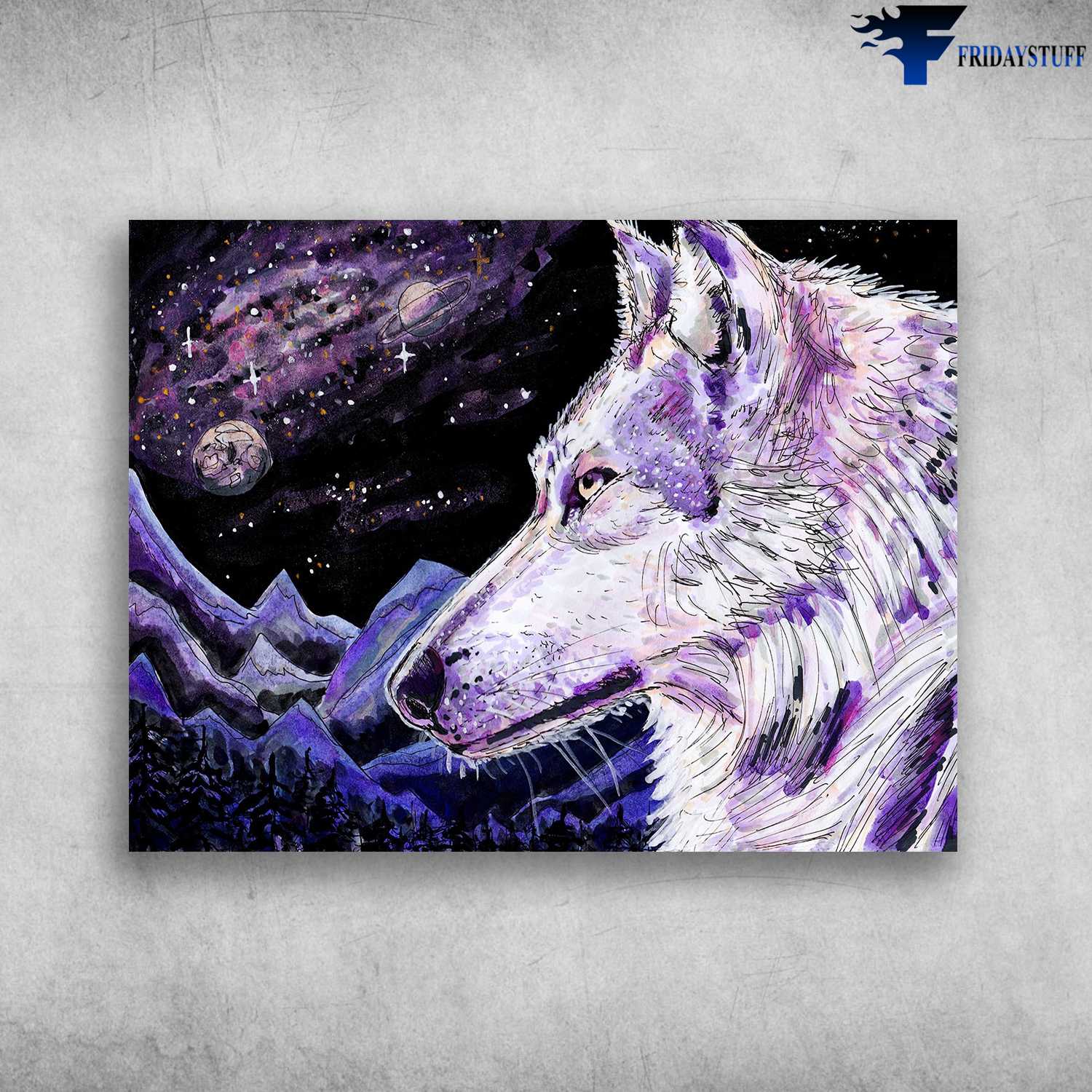 Wolf Art Poster, Moon Night Wolf, Wolf Lover