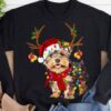 Yorkie wearing Christmas hat - Christmas day gift, Merry Christmas with Yorkie
