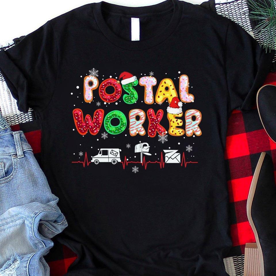 Postal Worker Heartbeat, Christmas Snowflakes, Ugly Sweater
