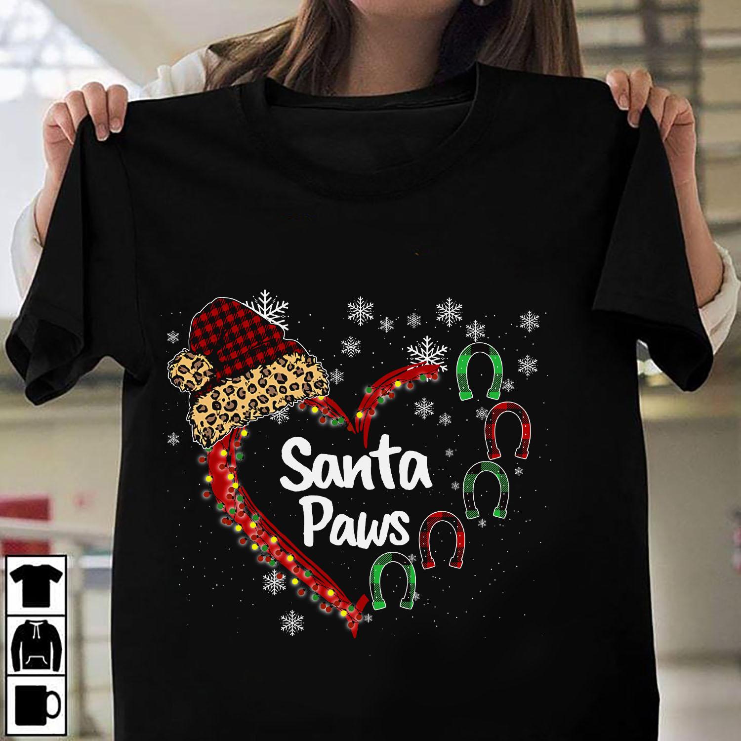 Santa Horseshoe Christmas Snowflakes Heart - Santa Paws