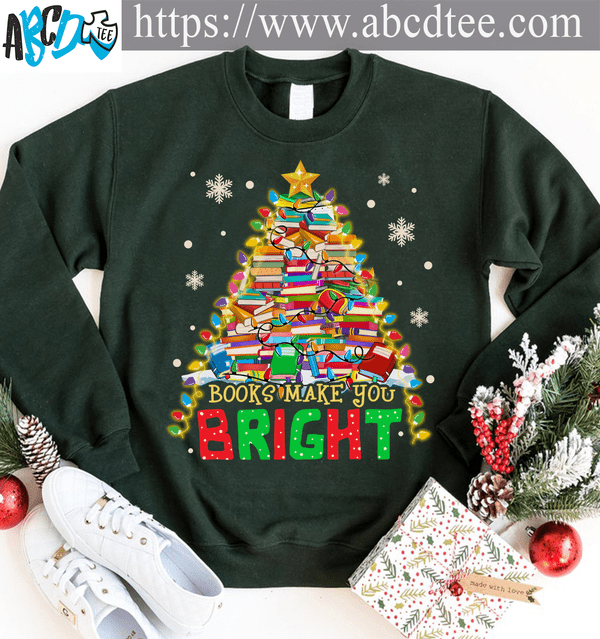 Books Christmas Tree Ugly Christmas Sweater - Books make you bright