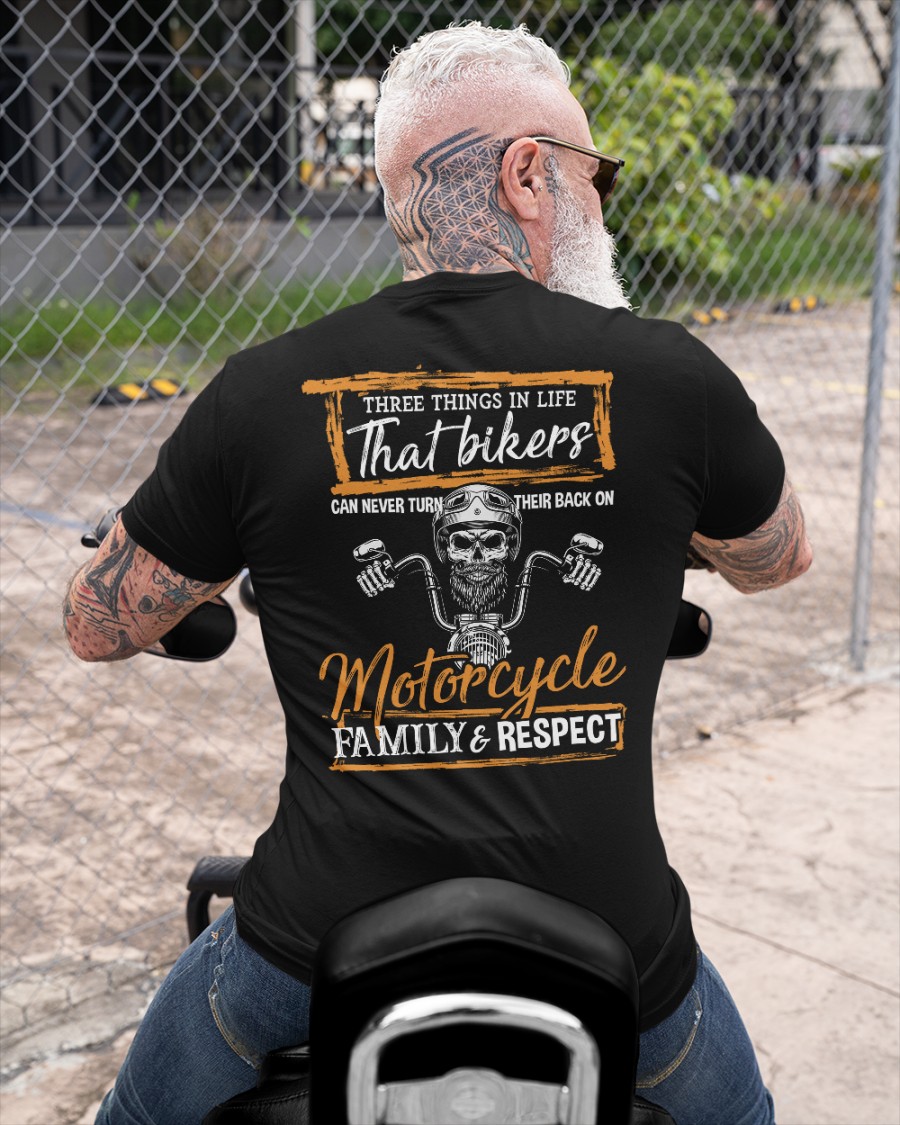 Biker Skull - Three things in life that bikers can never turn their back on motorcycle family and respect