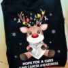 Lung Cancer Reindeer, Christmas Cancer Ribbon - Hope for a cure lung cancer awareness